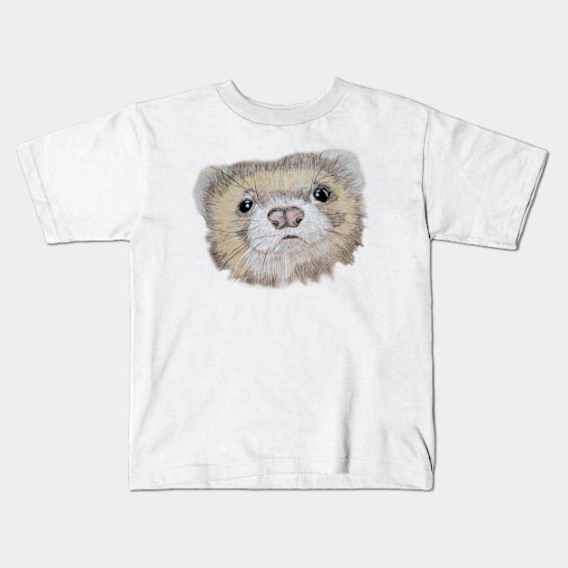 Ferret Kids T-Shirt by CarolineArts